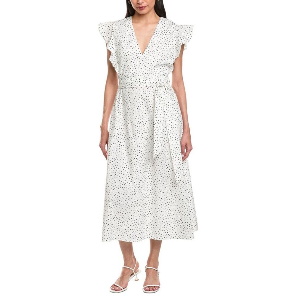 Garrie B Womens V-Neck Midi Dress, White